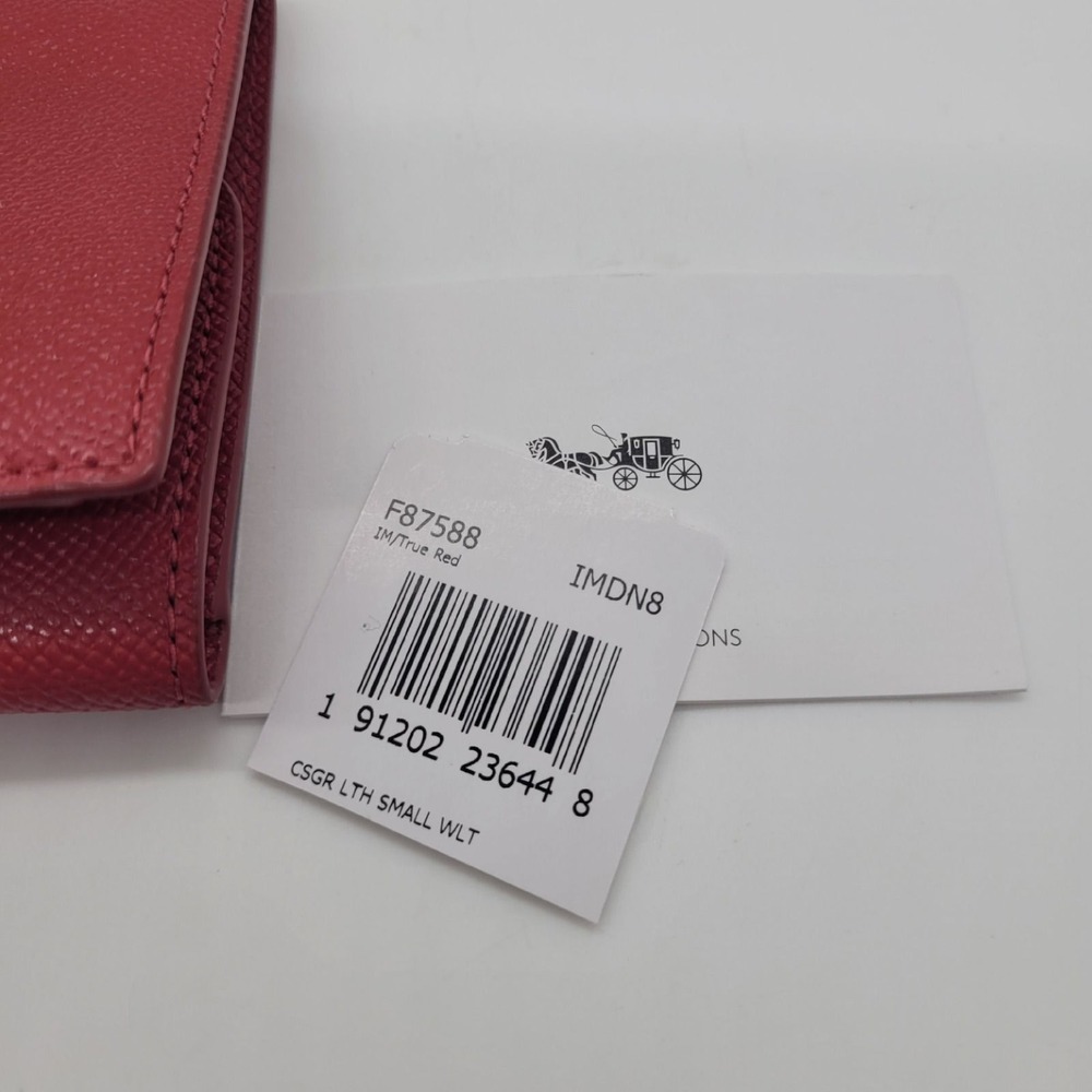 Coach Small Trifold Wallet True Red Crossgrain Leather F87588 - Picture 5 of 8